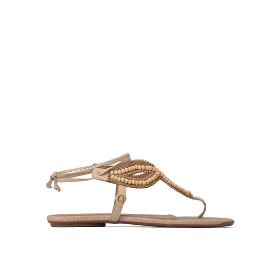 Sandalia Rasteira Madeleine Beige Mantequilla