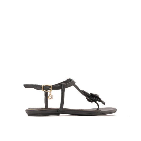 Sandalia Flat Black Bloom