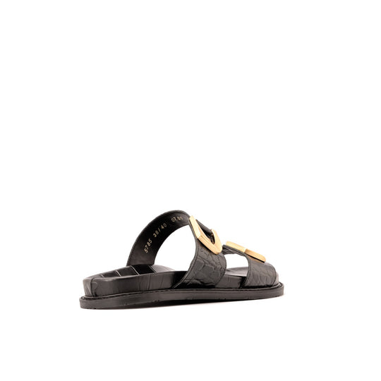 Sandalia Slide Croco Noir