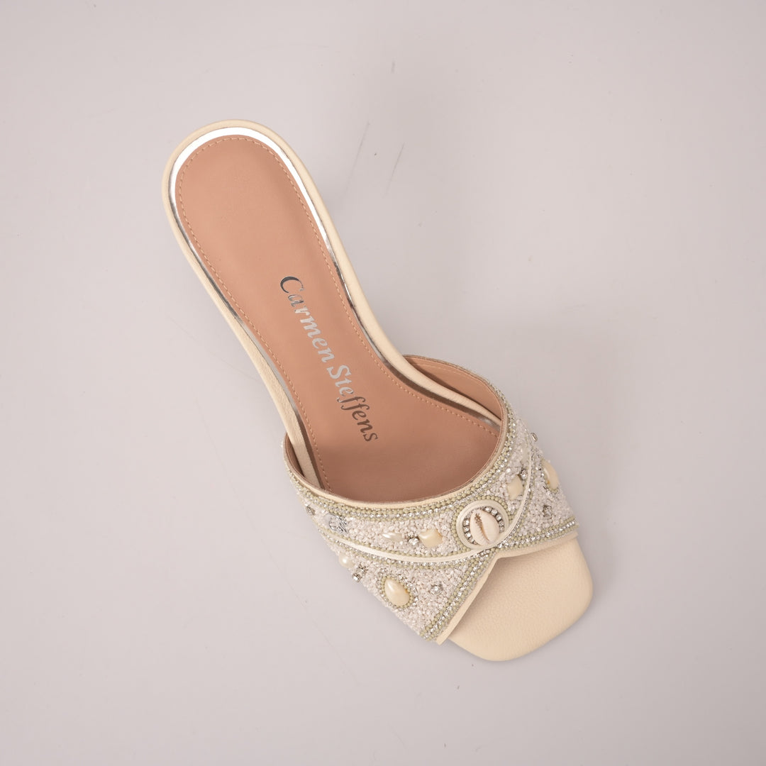 Sandalia Mule Blanco Roto