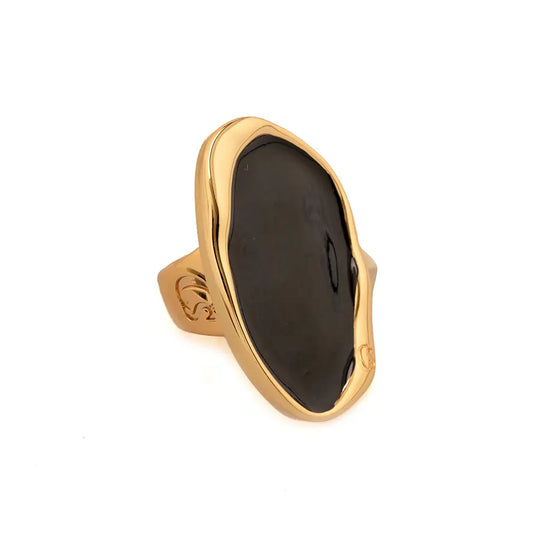 Anillo Negro Orgánico Dorado