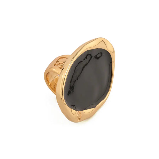 Anillo Negro Orgánico Dorado
