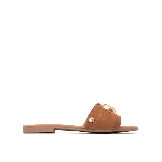 Slide Caramelo Suede Glow