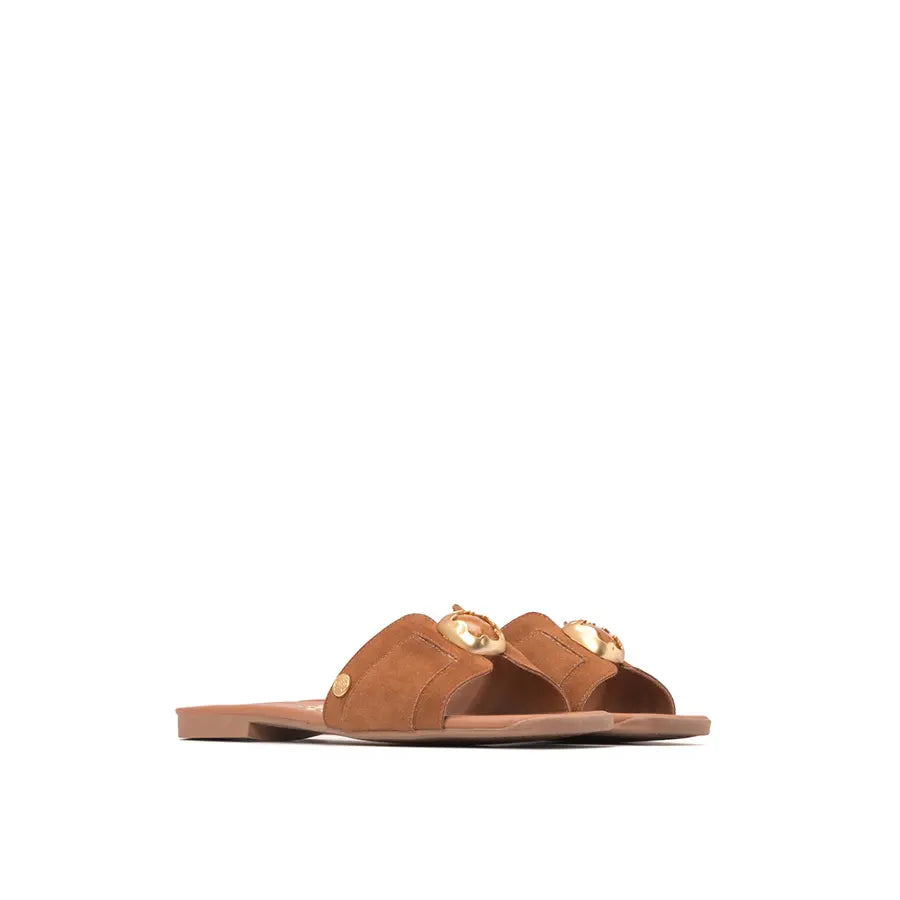 Slide Caramelo Suede Glow