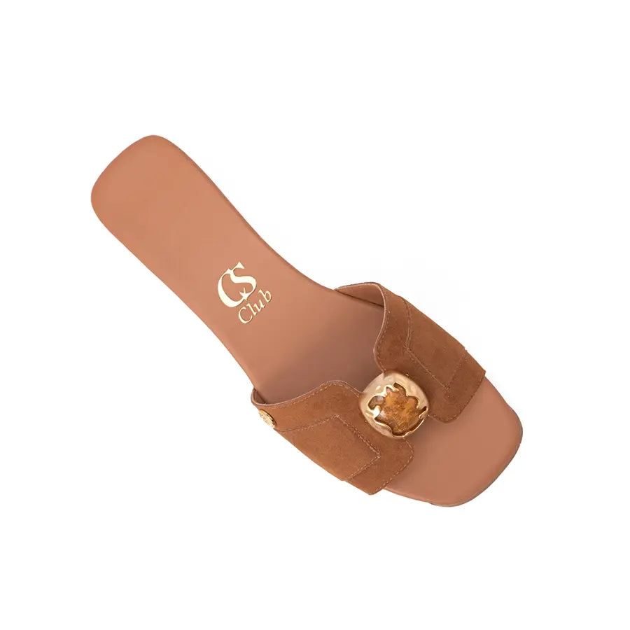 Slide Caramelo Suede Glow