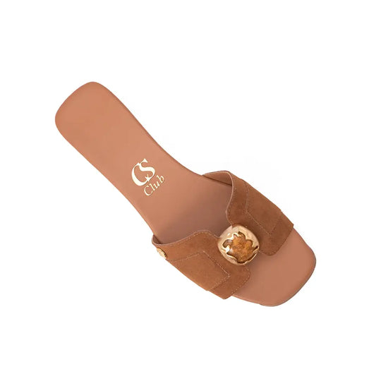 Slide Caramelo Suede Glow