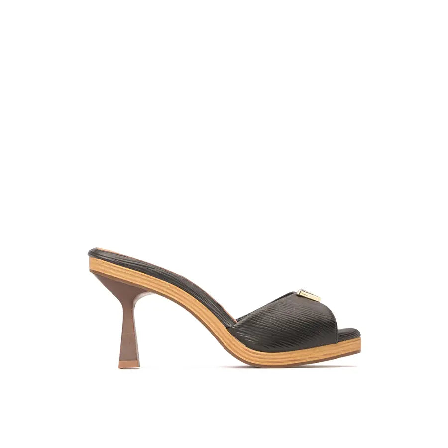Mule Noir Wood Elegance
