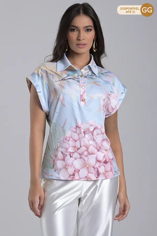 Blusa Azul Hortensia Vintage