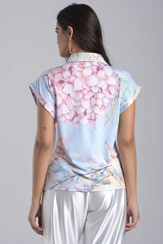 Blusa Azul Hortensia Vintage
