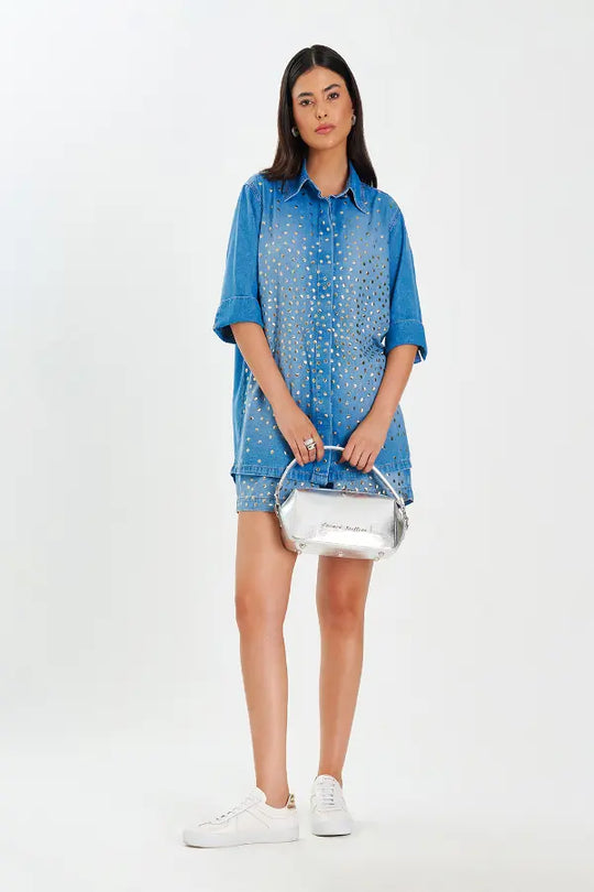 Camisa Denim Golden Studs