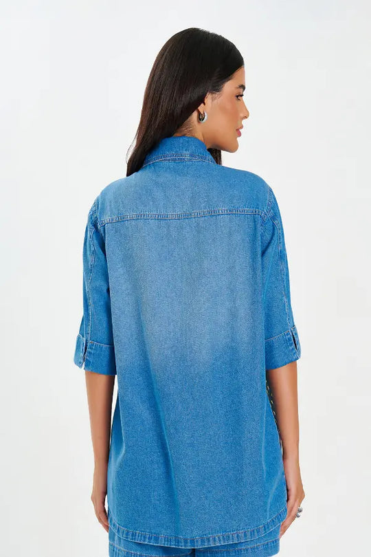 Camisa Denim Golden Studs