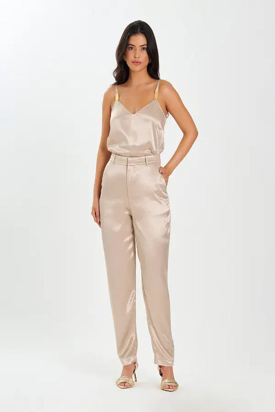 Pantalón Satin Nude Almond