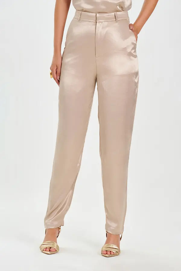 Pantalón Satin Nude Almond
