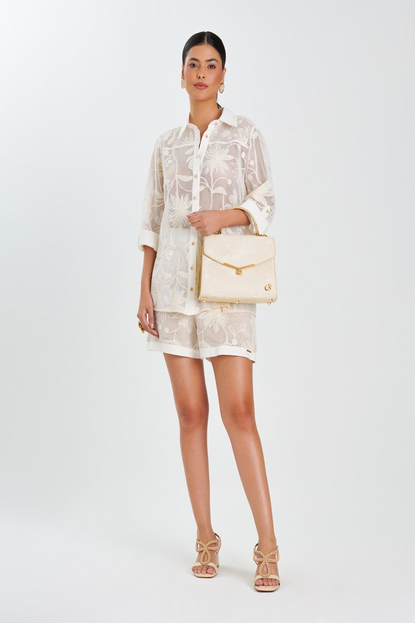 Short Blanco Roto
