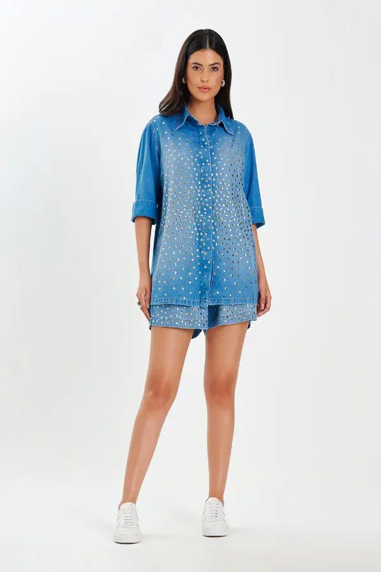 Short Denim Golden Glow