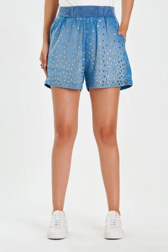 Short Denim Golden Glow