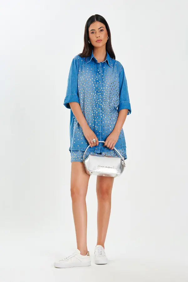 Short Denim Golden Glow