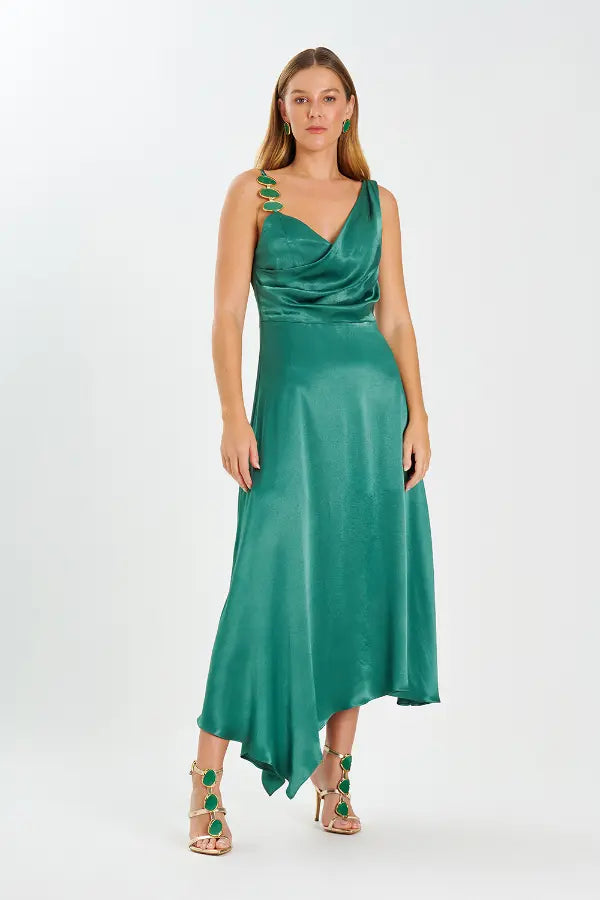 Vestido Emerald Satin Glow