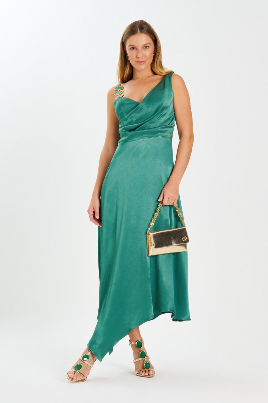 Vestido Emerald Satin Glow
