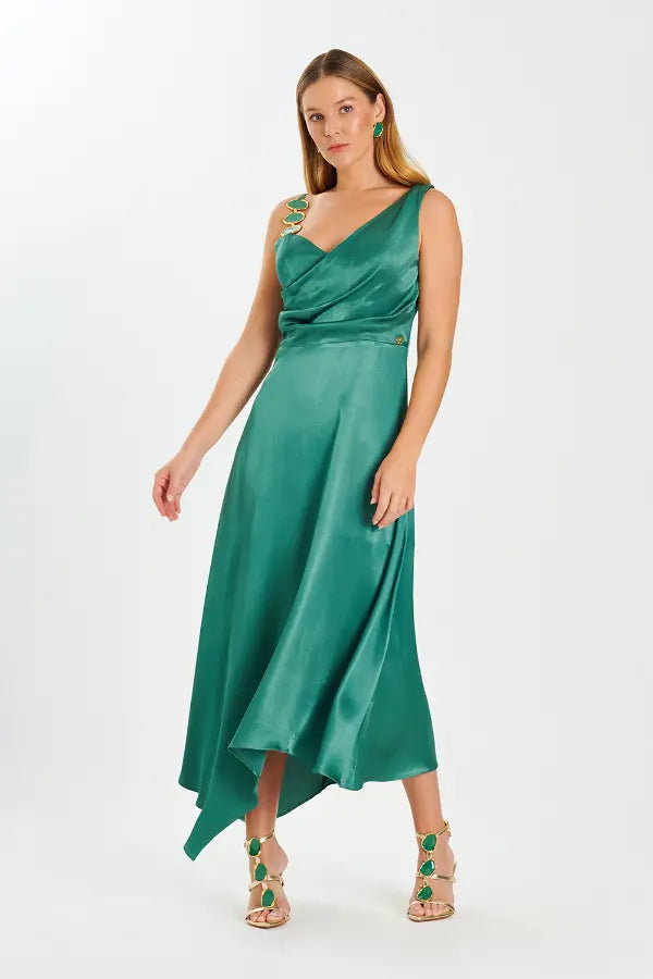 Vestido Emerald Satin Glow