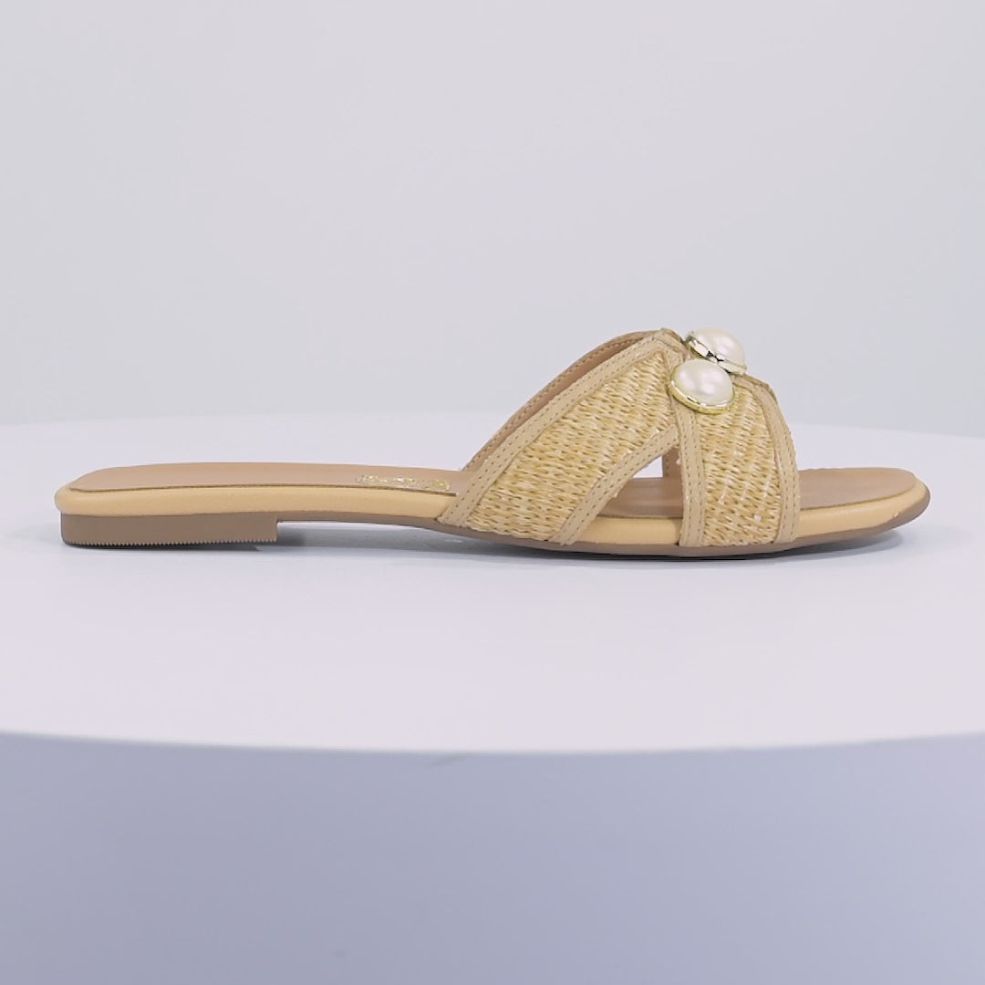 Sandalia Flat Beige Camello