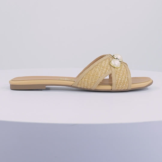 Sandalia Flat Beige Camello
