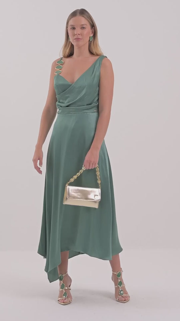 Vestido Emerald Satin Glow