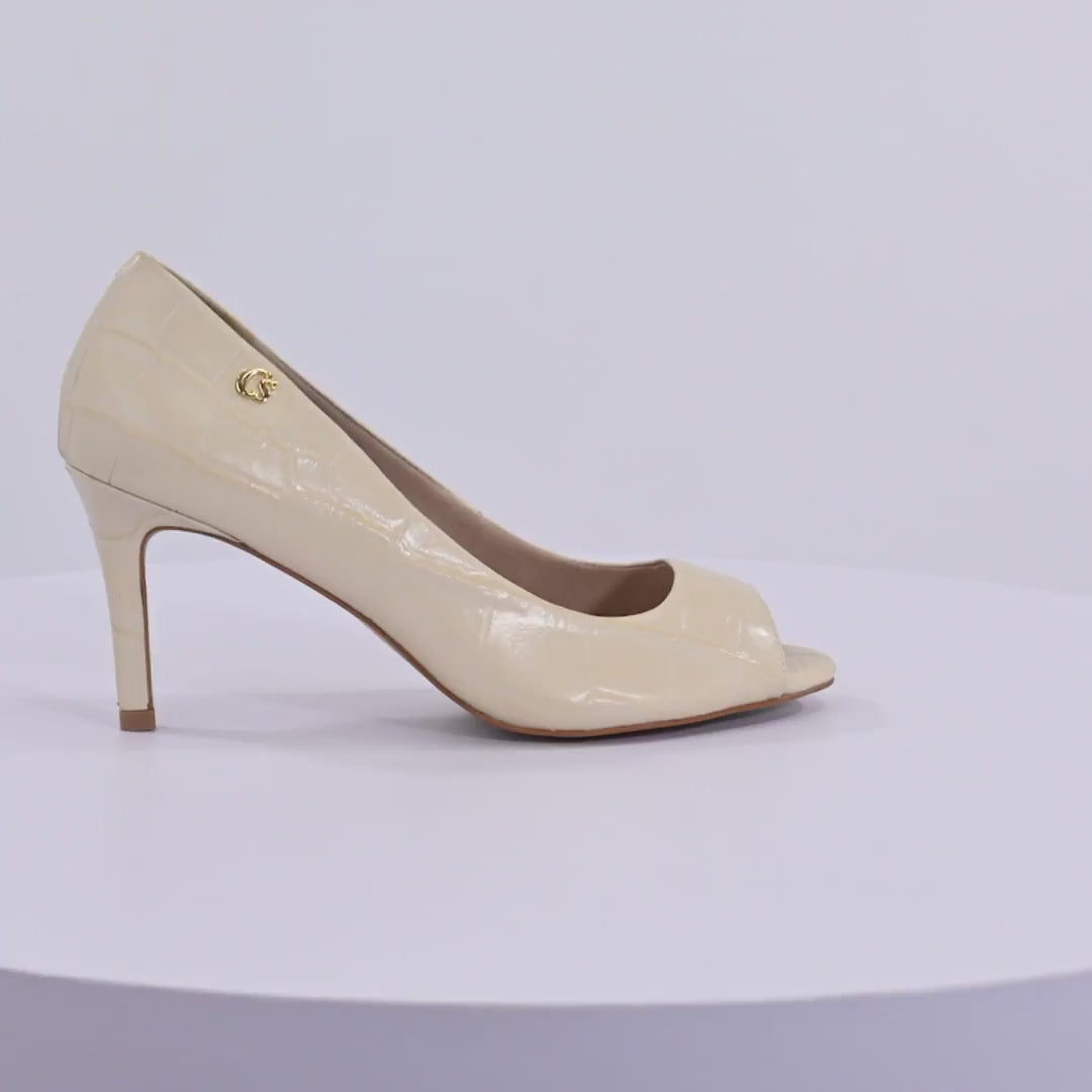 Peep Toe Paris Beige Mantequilla
