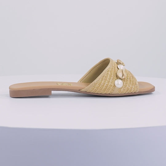 Sandalia Flat Beige Camello